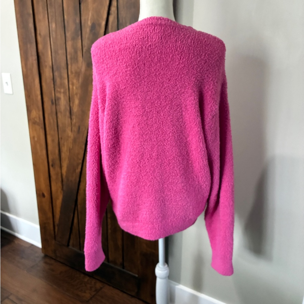 Skims Hot Pink Teddy Bear Sweatshirt Size M - Fits Everybody Crew Neck Pullover - Picture 2 of 6